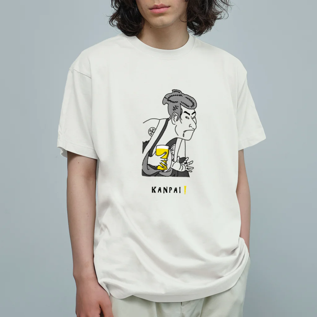 ビールとアート TM-3 Designの名画 × BEER（写楽）黒線画 オーガニックコットンTシャツ