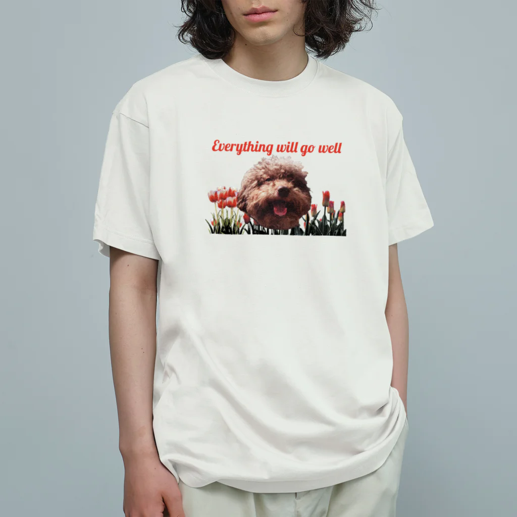 Lindo.のチューリップといぬ オーガニックコットンTシャツ