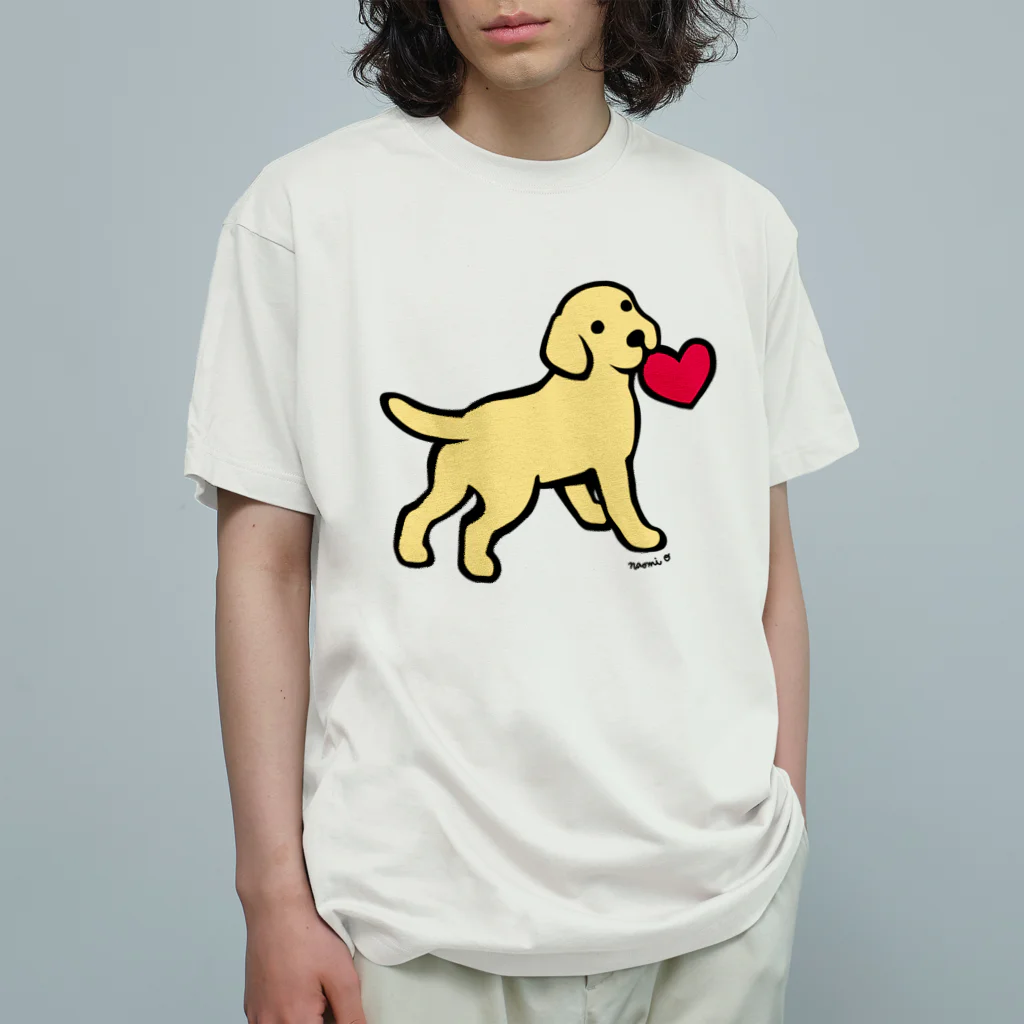 ハッピー・ラブラドールズのイエローラブパピーと赤いハート Organic Cotton T-Shirt