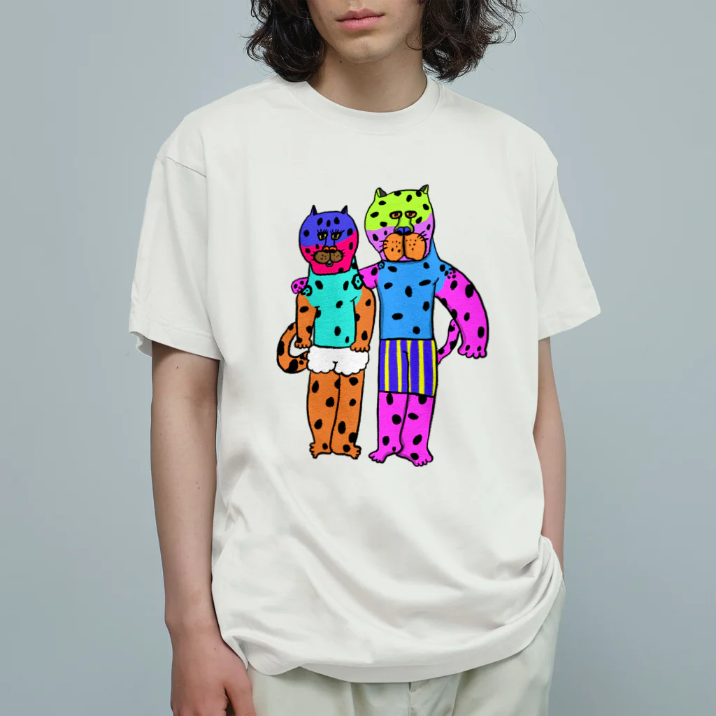 あとりえ からじくぇーのジャガーカップル オーガニックコットンTシャツ