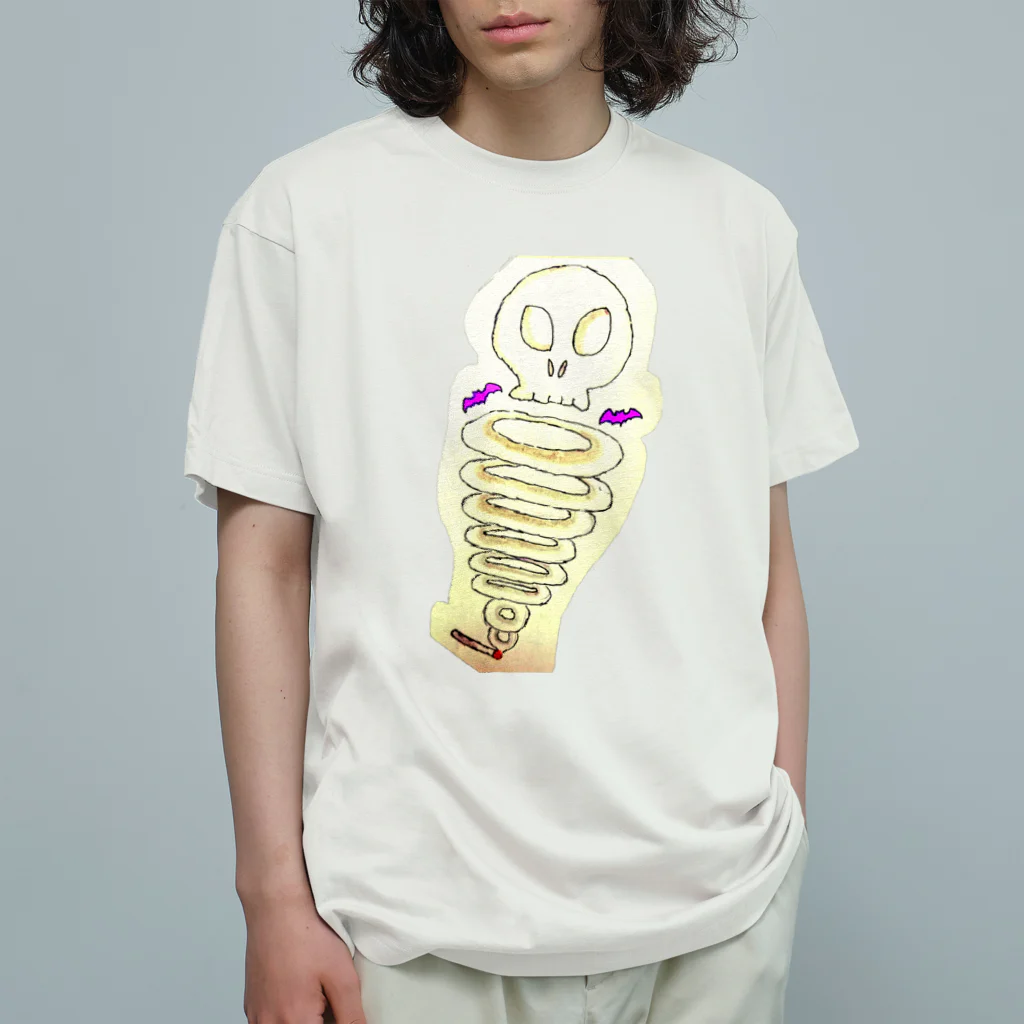 F.t cocoのがいこつけむりん　オレンジ オーガニックコットンTシャツ