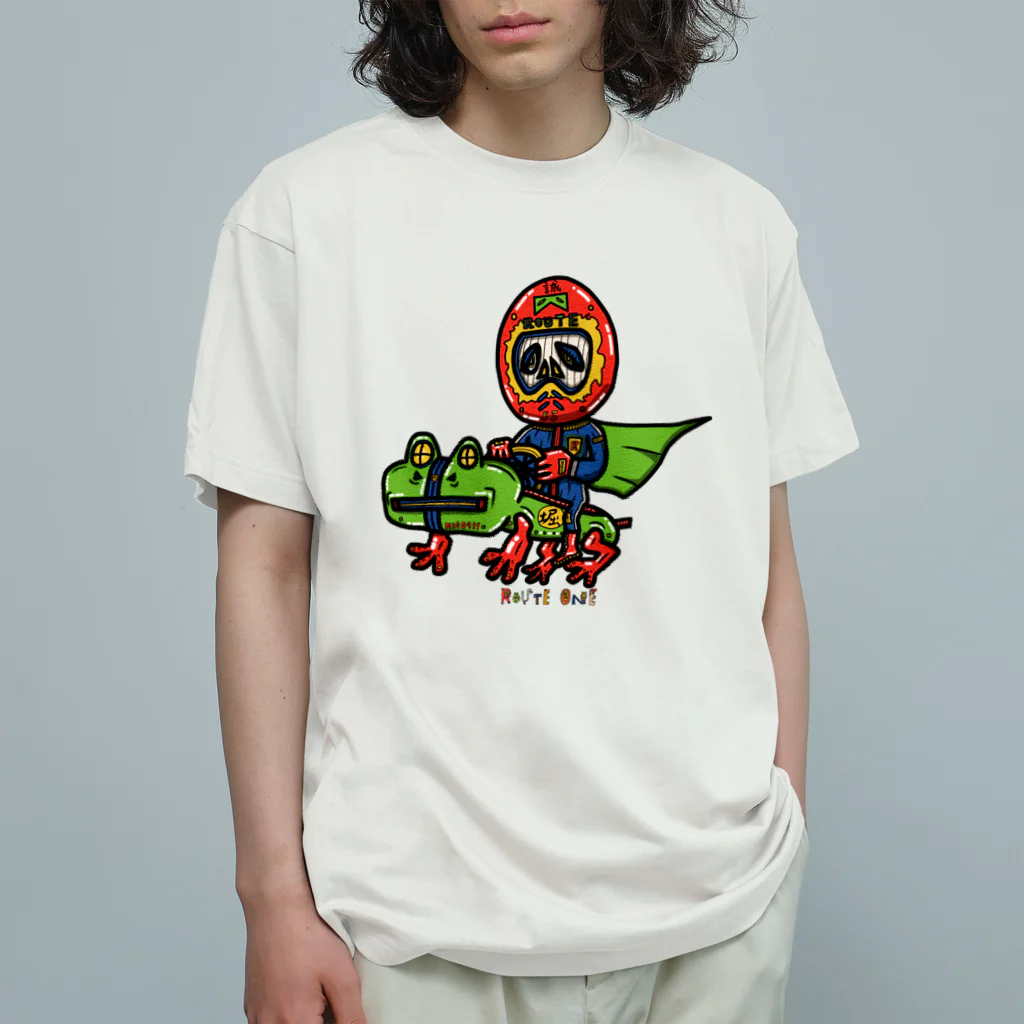 oekaki/ROUTE ONEのカエルライダー★まこちゃん Organic Cotton T-Shirt
