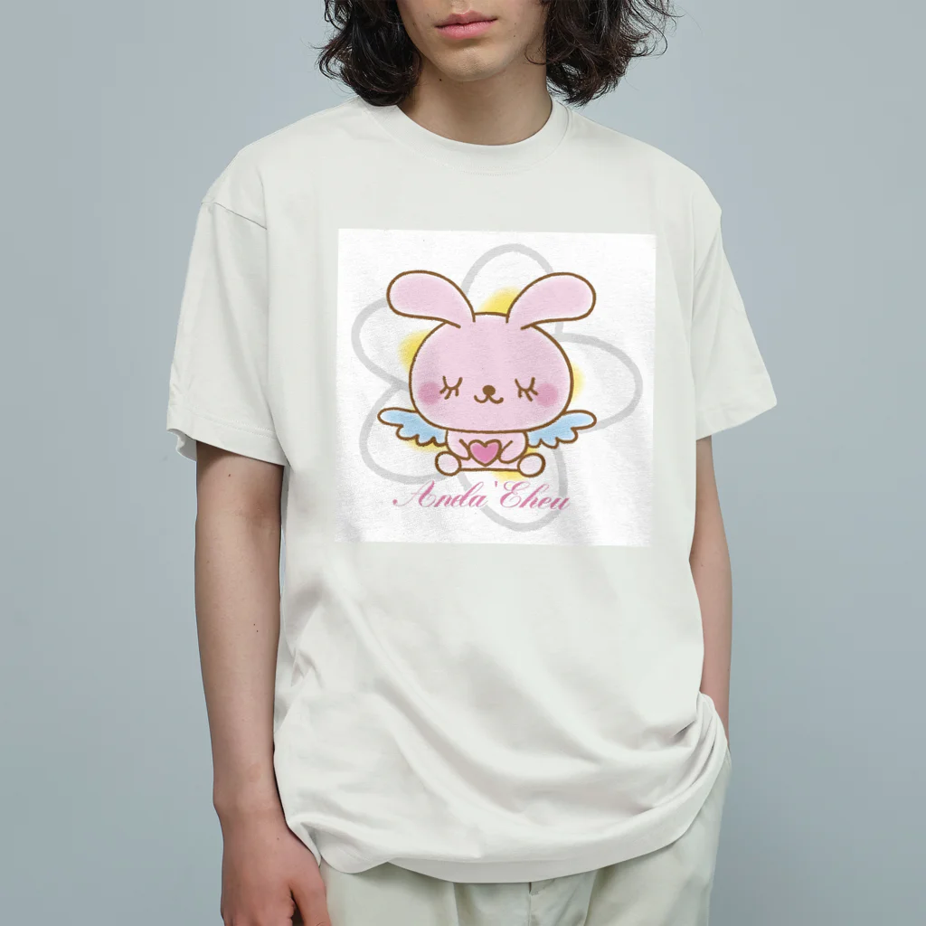 Anela’Eheuの天使のうさぎハピバニちゃん オーガニックコットンTシャツ