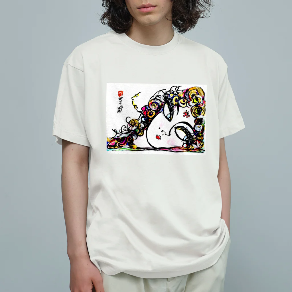 アニクラ デザイン本舗のパティオ イカウイィ氏 直筆デザイン画　amo akua　スピ公認 オーガニックコットンTシャツ