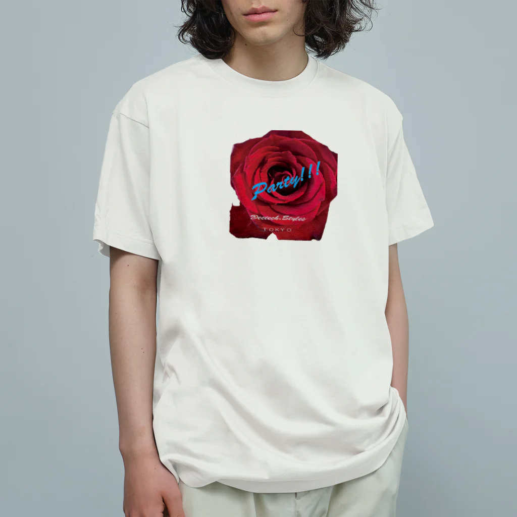 Dectech.stylesの100 red rose オーガニックコットンTシャツ