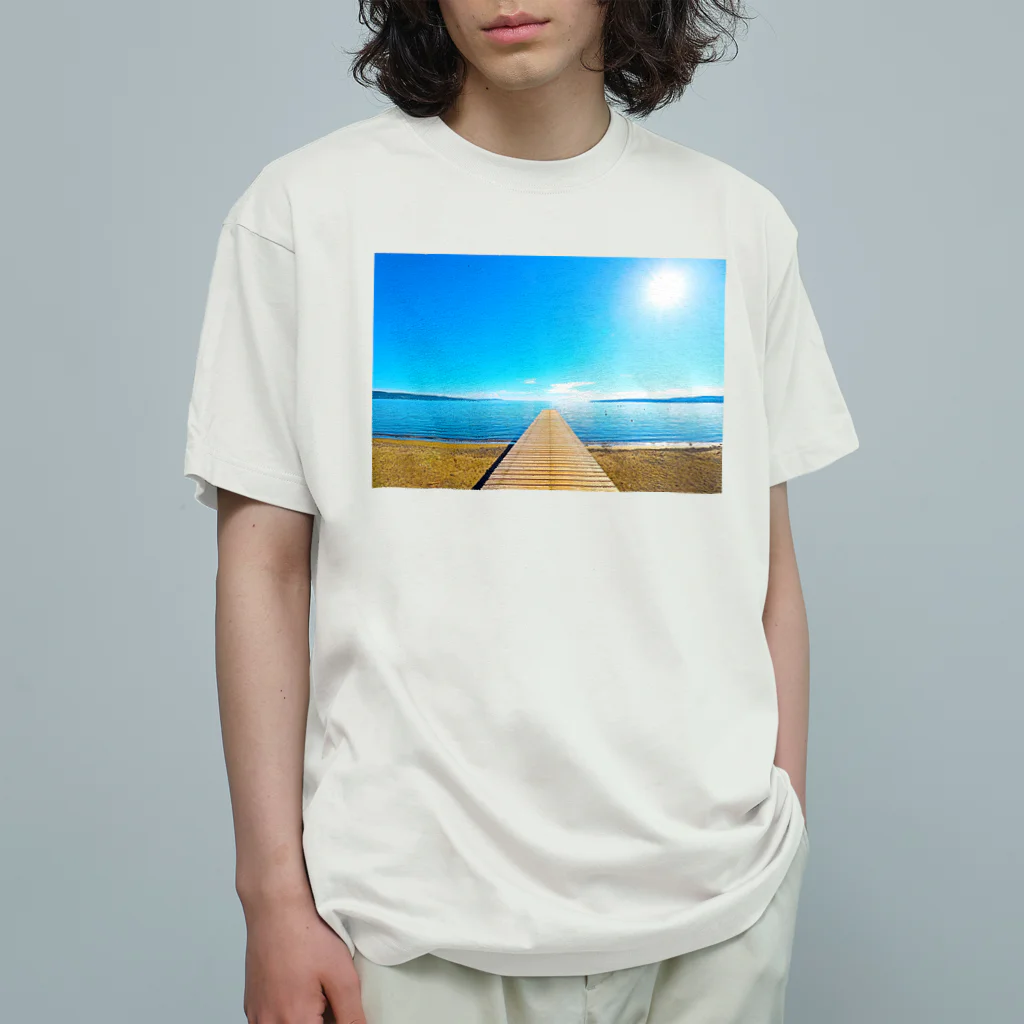 ねこまくらの佐渡島・佐和田海岸の桟橋 Organic Cotton T-Shirt