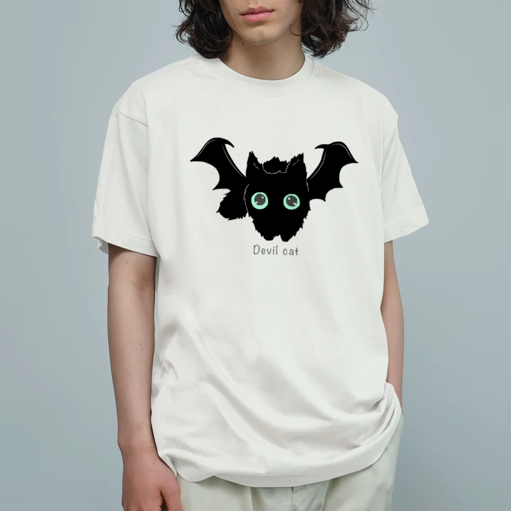 amemugi（あめむぎ）の悪魔みたいな猫 オーガニックコットンTシャツ