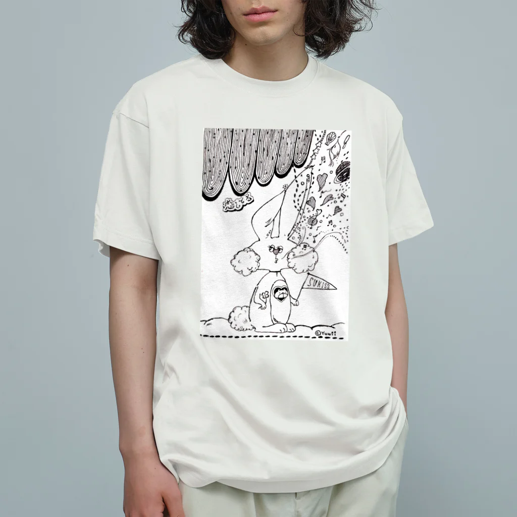 【Yuwiiの店】ゆぅぅぃーのうさ恋★白黒に〠恋してる オーガニックコットンTシャツ