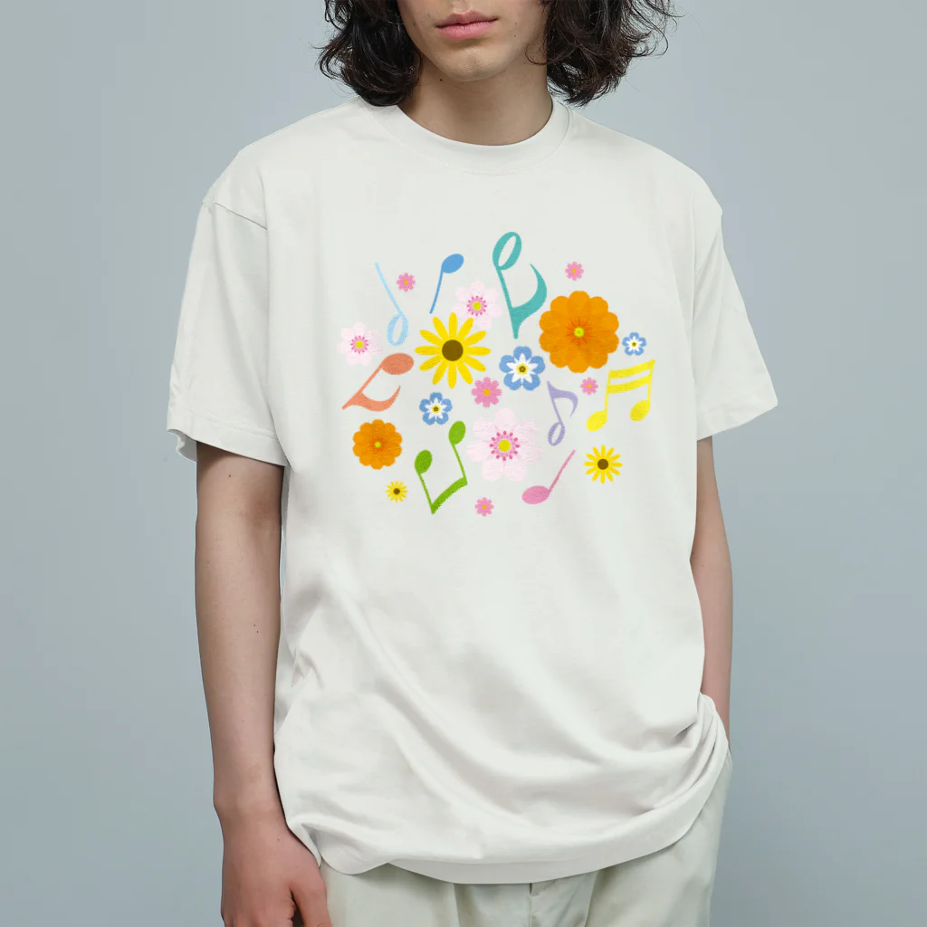 kimchinのきれいな花と音符 Organic Cotton T-Shirt