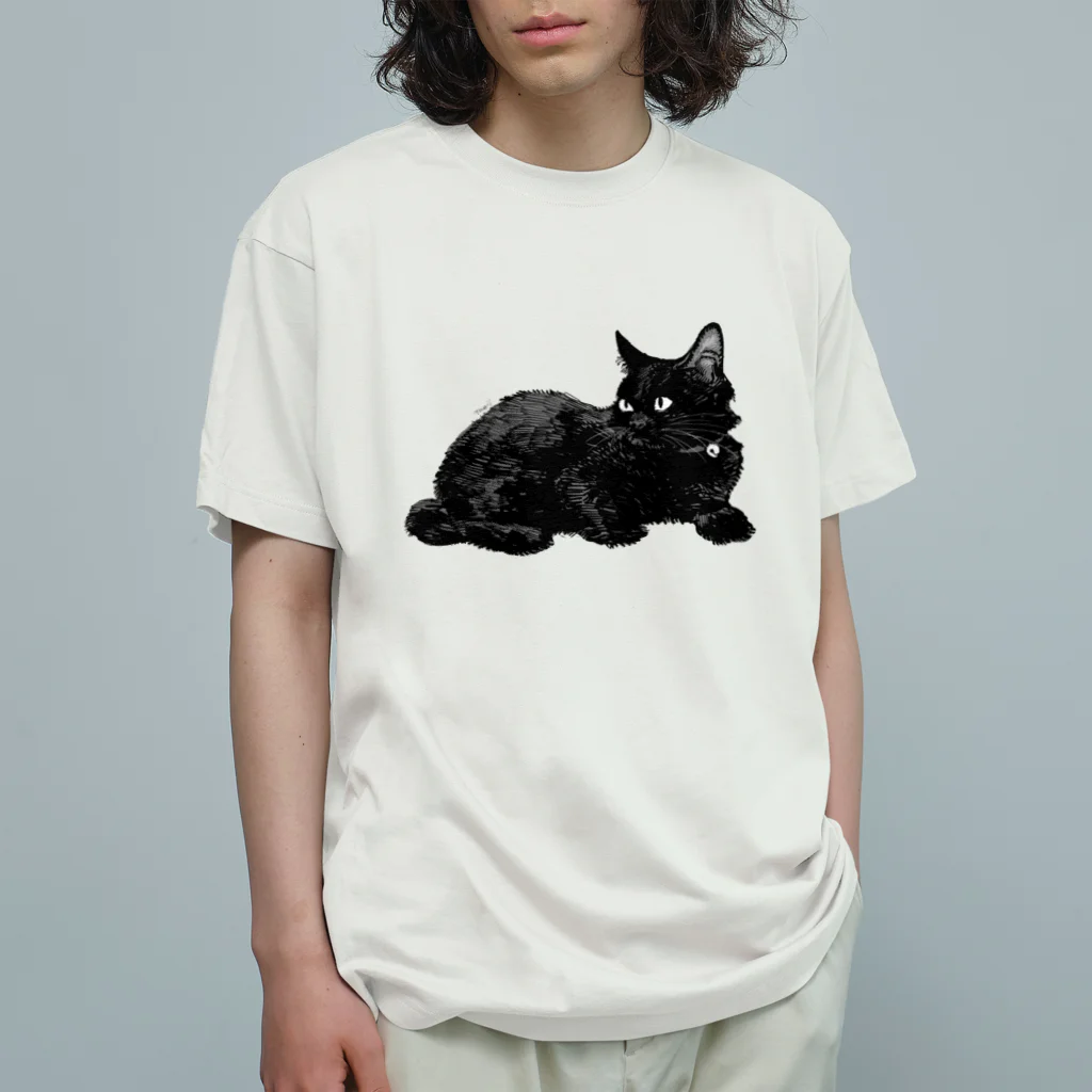 tomidoronの黒ネッコ オーガニックコットンTシャツ