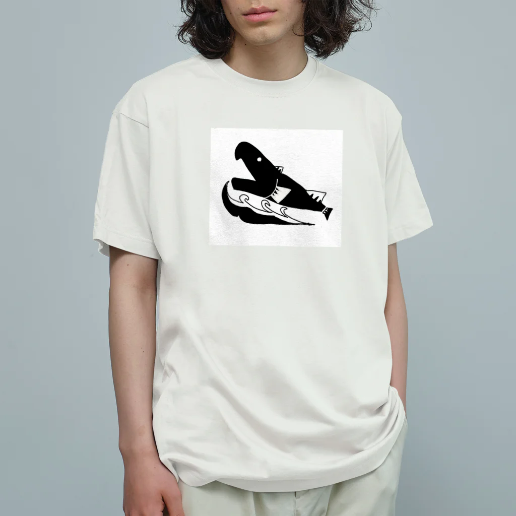 beautiful_earthの白黒サーモン Organic Cotton T-Shirt