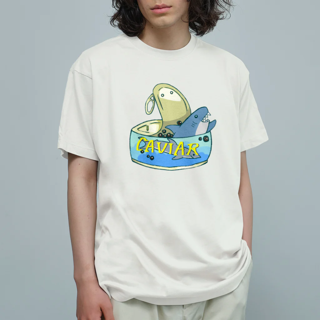 smilekanaのサメとキャビア缶 オーガニックコットンTシャツ