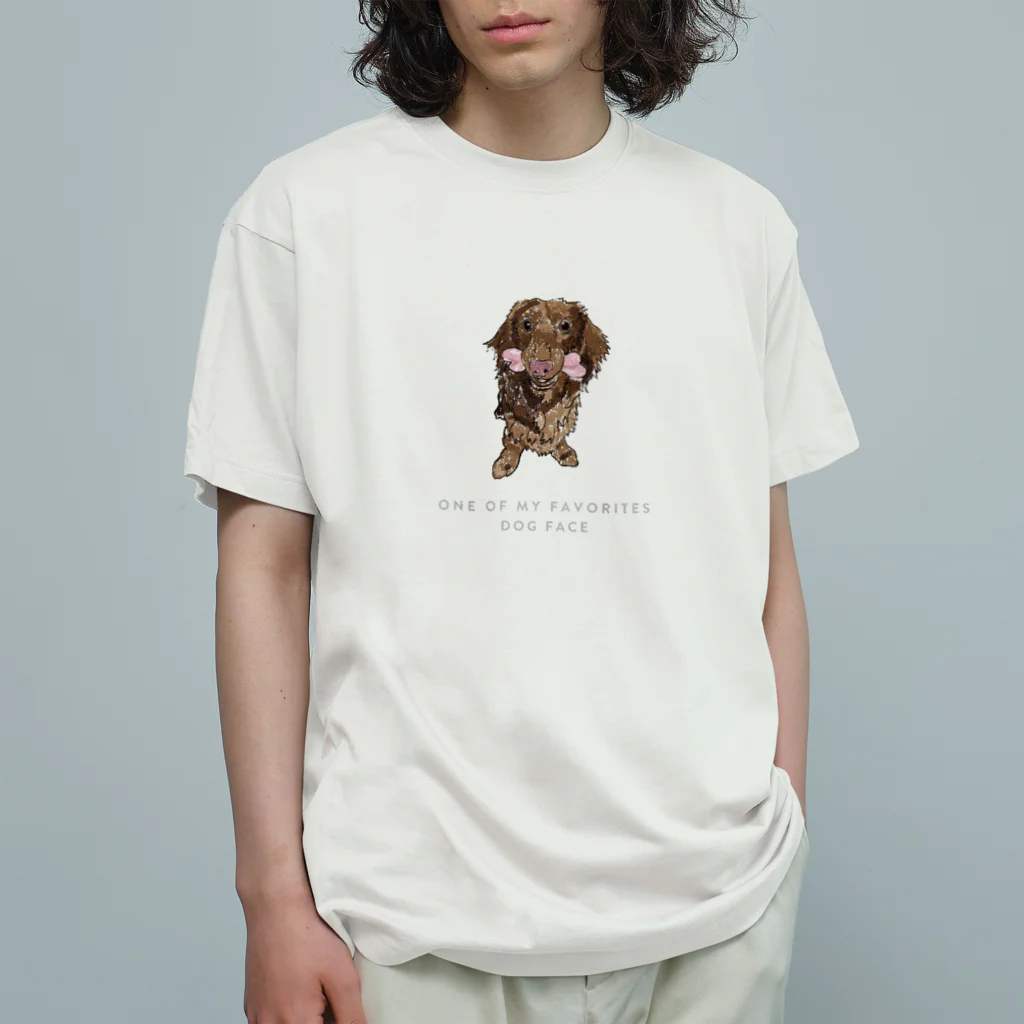 DOG FACEのダックスフンド【わんデザイン 1月】 オーガニックコットンTシャツ