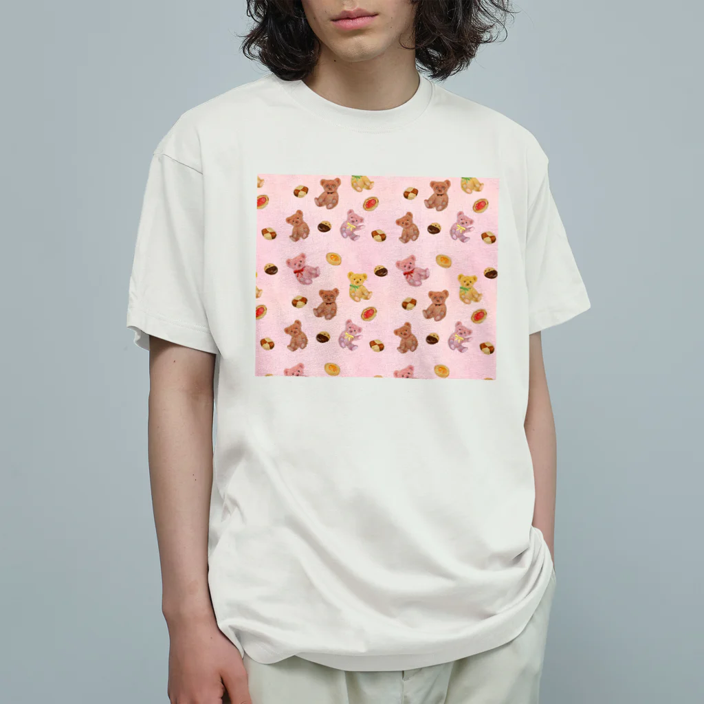 NORIMA'S SHOP のおしゃれなテディベアとクッキーのパターン Organic Cotton T-Shirt