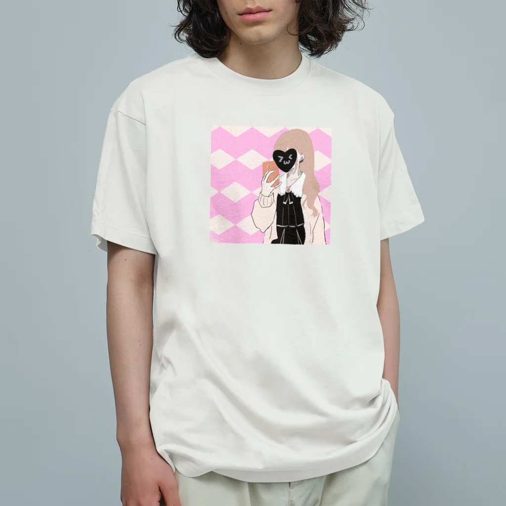 YXYの顔隠し自撮りちゃん オーガニックコットンTシャツ