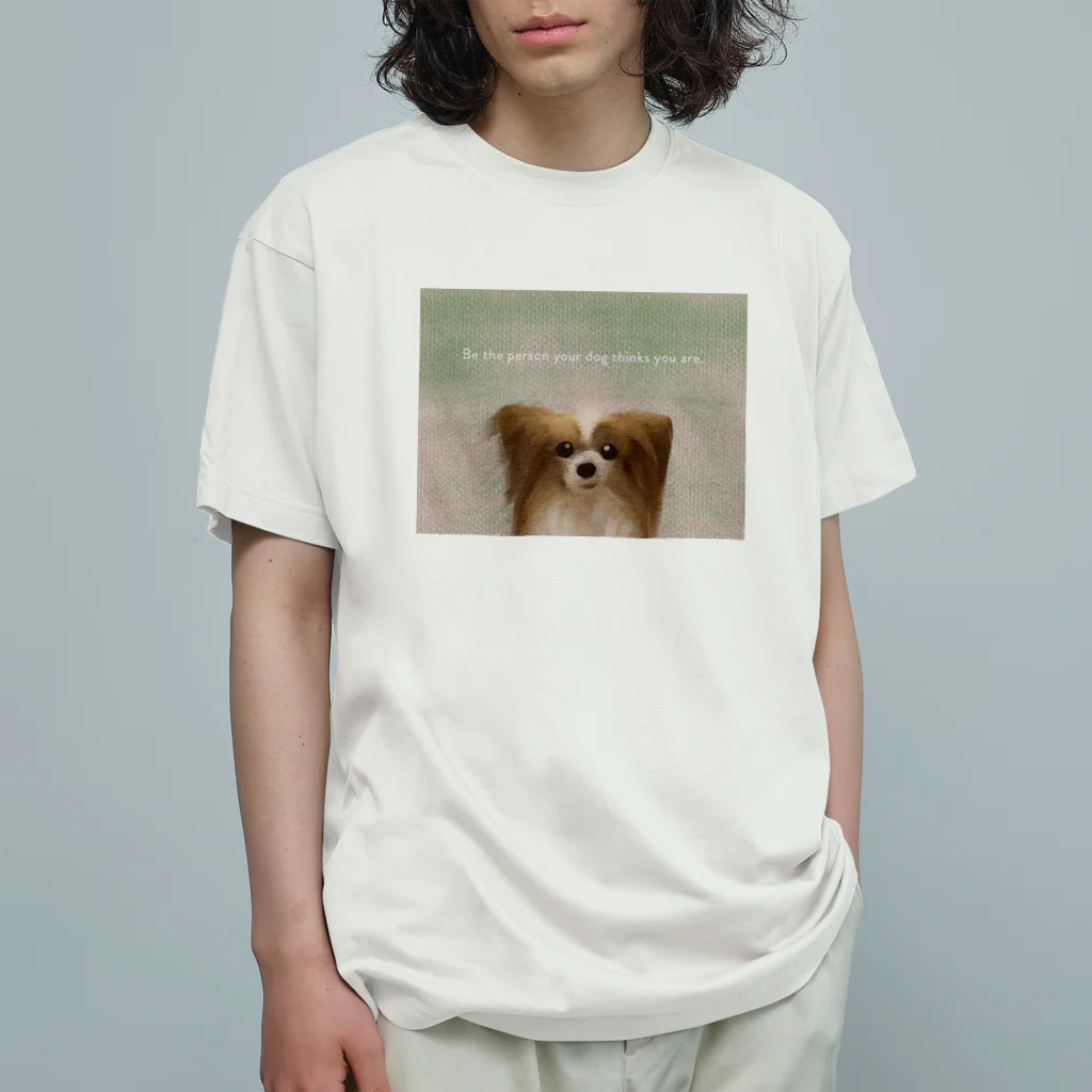 DOG FACEのパピヨン【わんデザイン 2月】 オーガニックコットンTシャツ