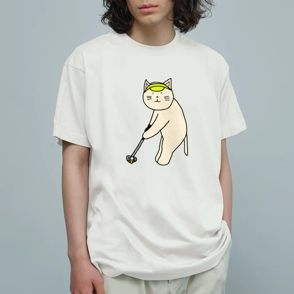 ＋Whimsyのゴルファーねこ オーガニックコットンTシャツ