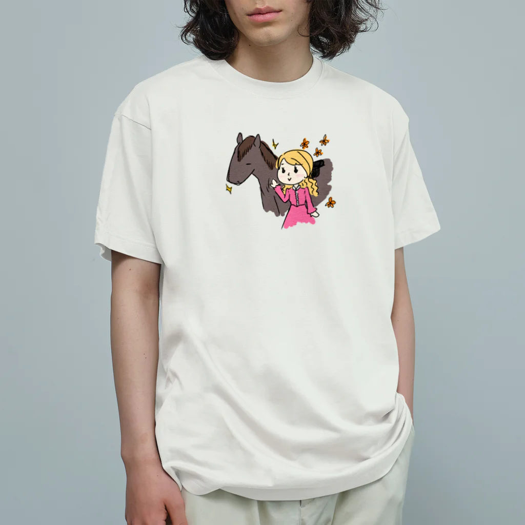 Andiamoの趣味は乗馬ですの オーガニックコットンTシャツ