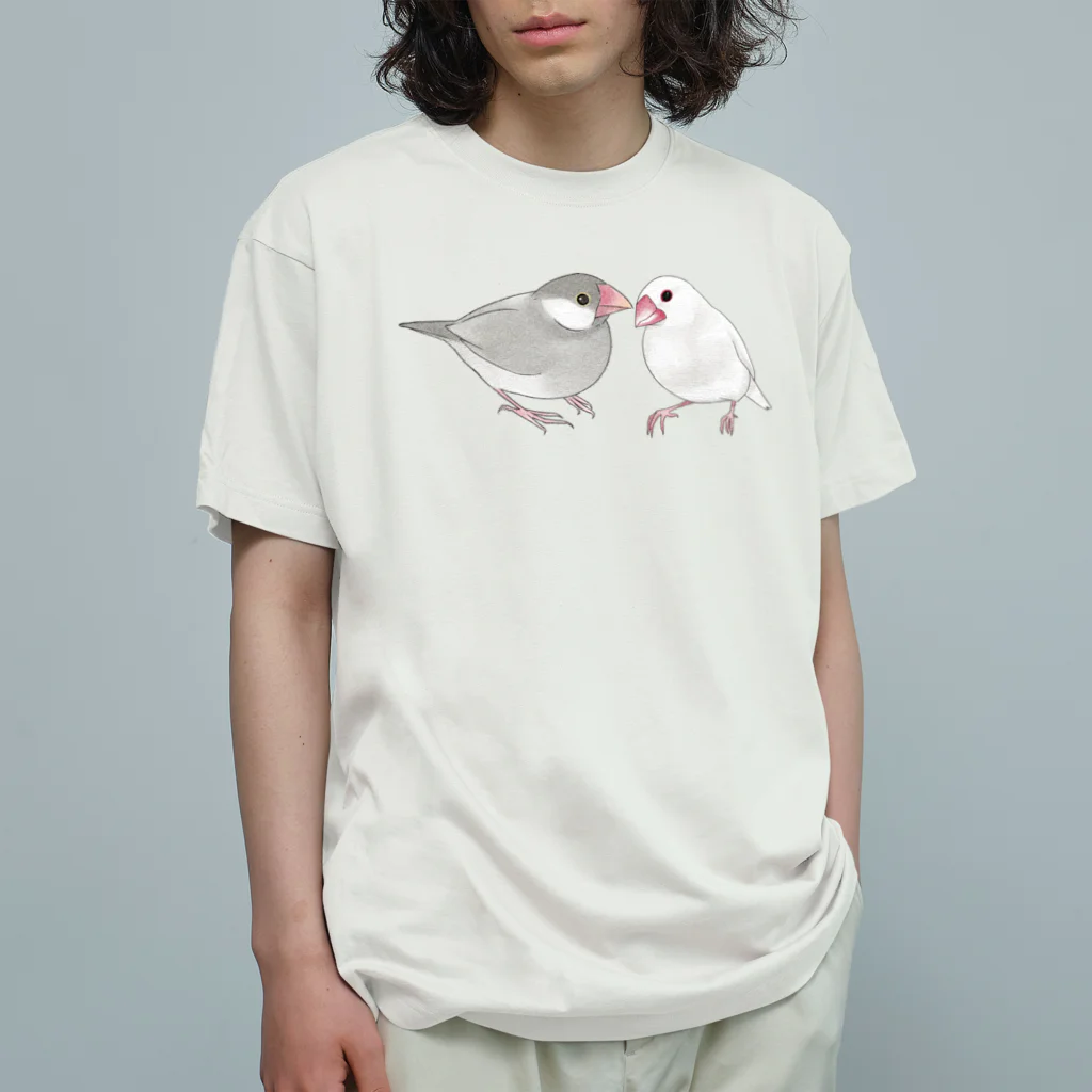 まめるりはことりの幸せ文鳥ちゃん【まめるりはことり】 Organic Cotton T-Shirt