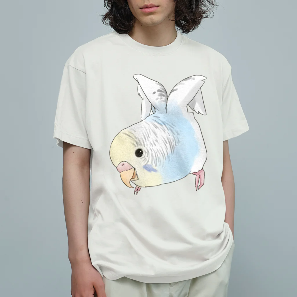 まめるりはことりのご機嫌羽セキセイインコちゃん【まめるりはことり】 Organic Cotton T-Shirt