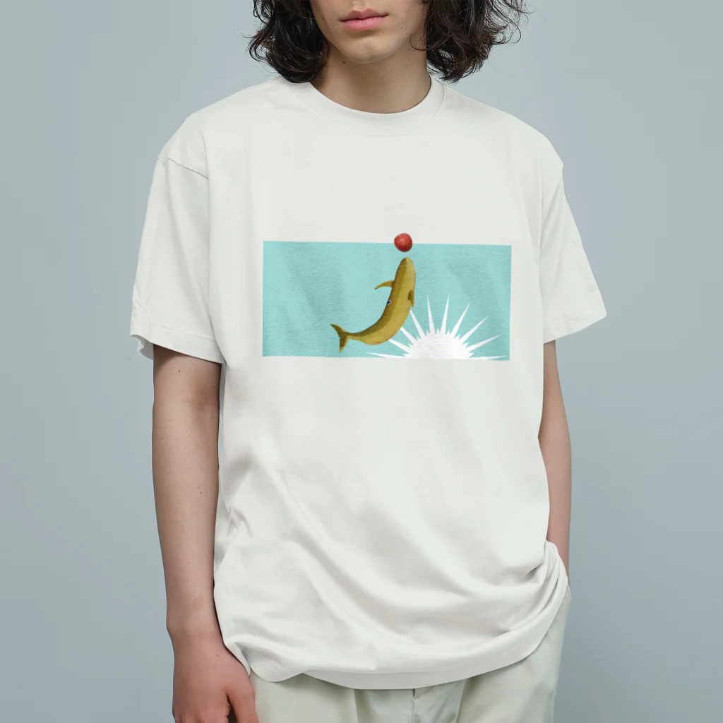 まめまき博物館のバナナごんどうくじら オーガニックコットンTシャツ