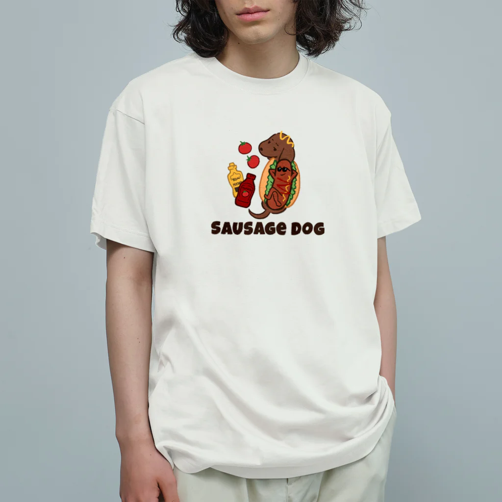 Andiamoのソーセージドッグ オーガニックコットンTシャツ