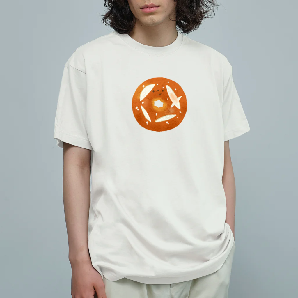 とことこ(パンの人)のプレッツェルベーグルさん オーガニックコットンTシャツ