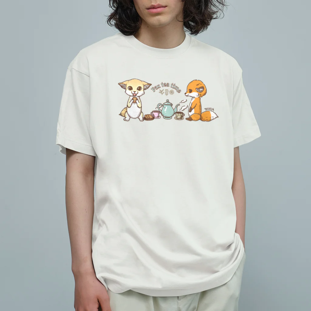 Heaven Monkeyのキツネのティータイム Organic Cotton T-Shirt