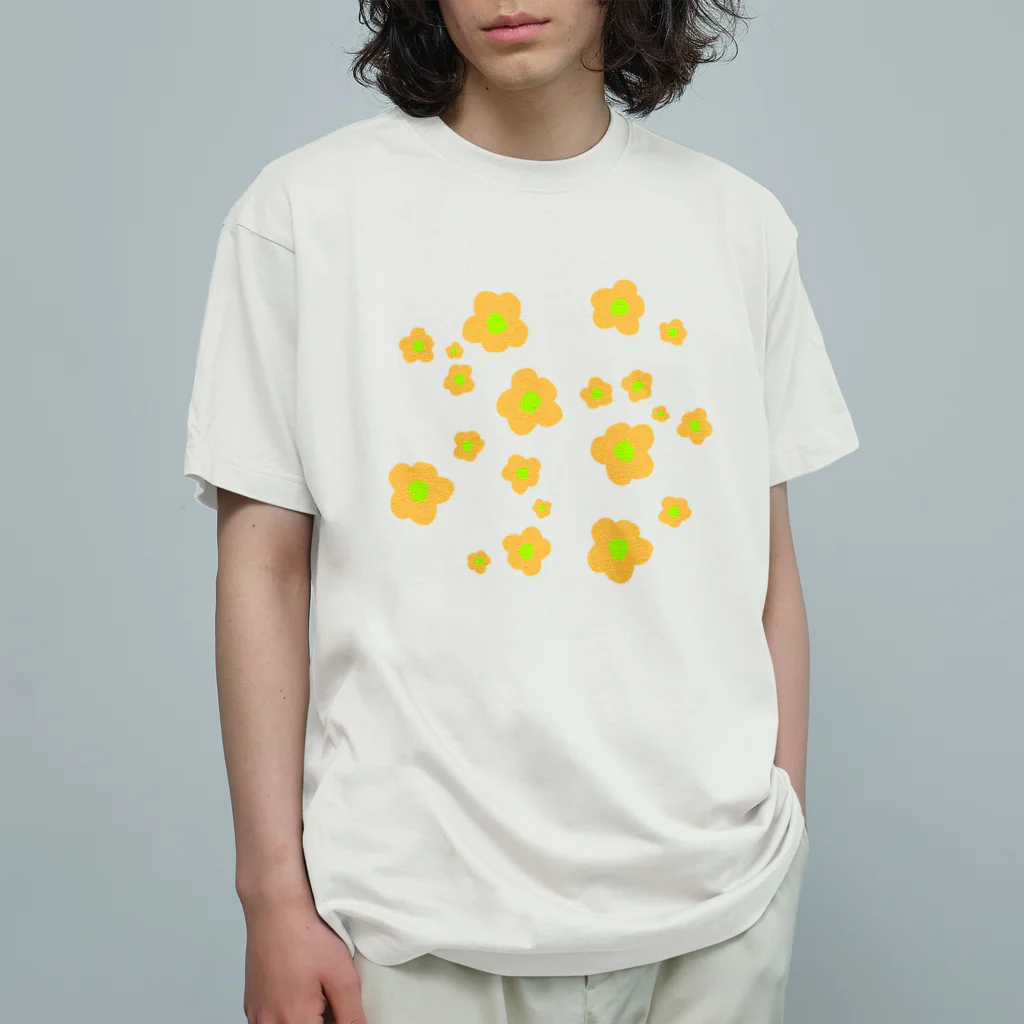 ナマサラダのオレンジのお花 Organic Cotton T-Shirt