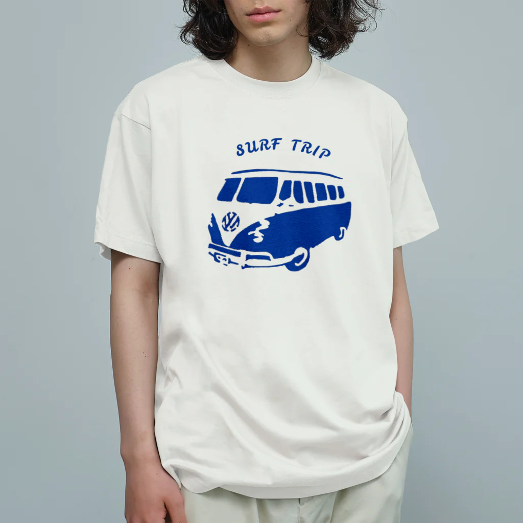 ブルーカメラのシンプルTシャツ屋のワーゲンバスでサーフィンへGo オーガニックコットンTシャツ