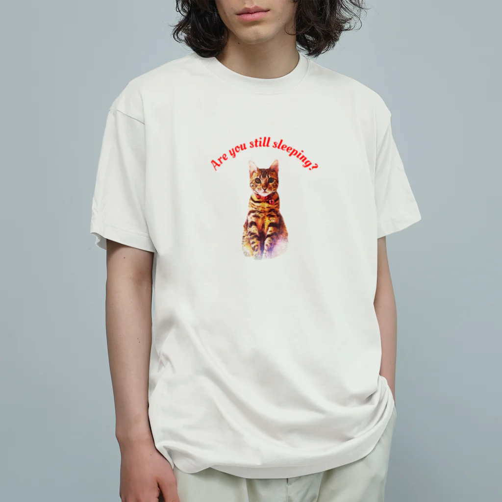 にゃんたまHOUSEのベル「まだ寝てるんですか？」 オーガニックコットンTシャツ