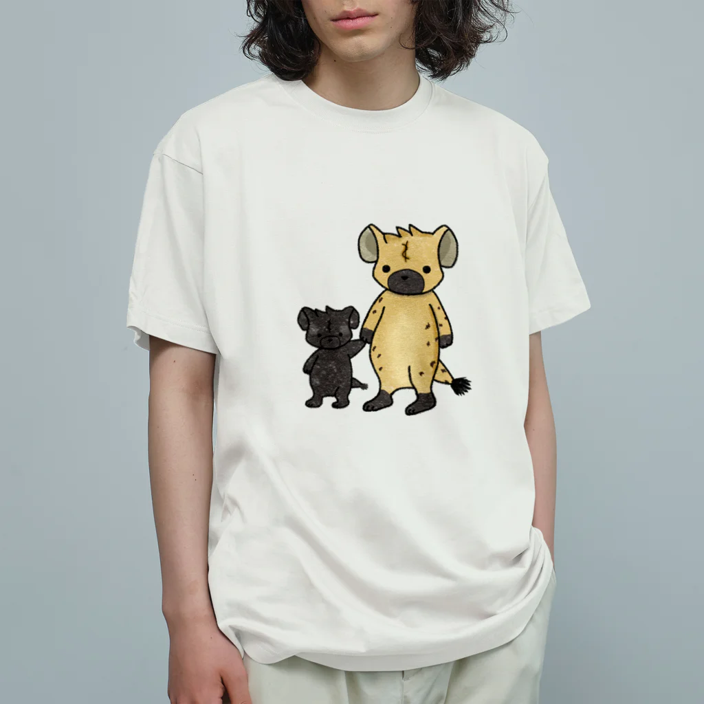 有限会社サイエンスファクトリーのブチハイエナの親子 Organic Cotton T-Shirt