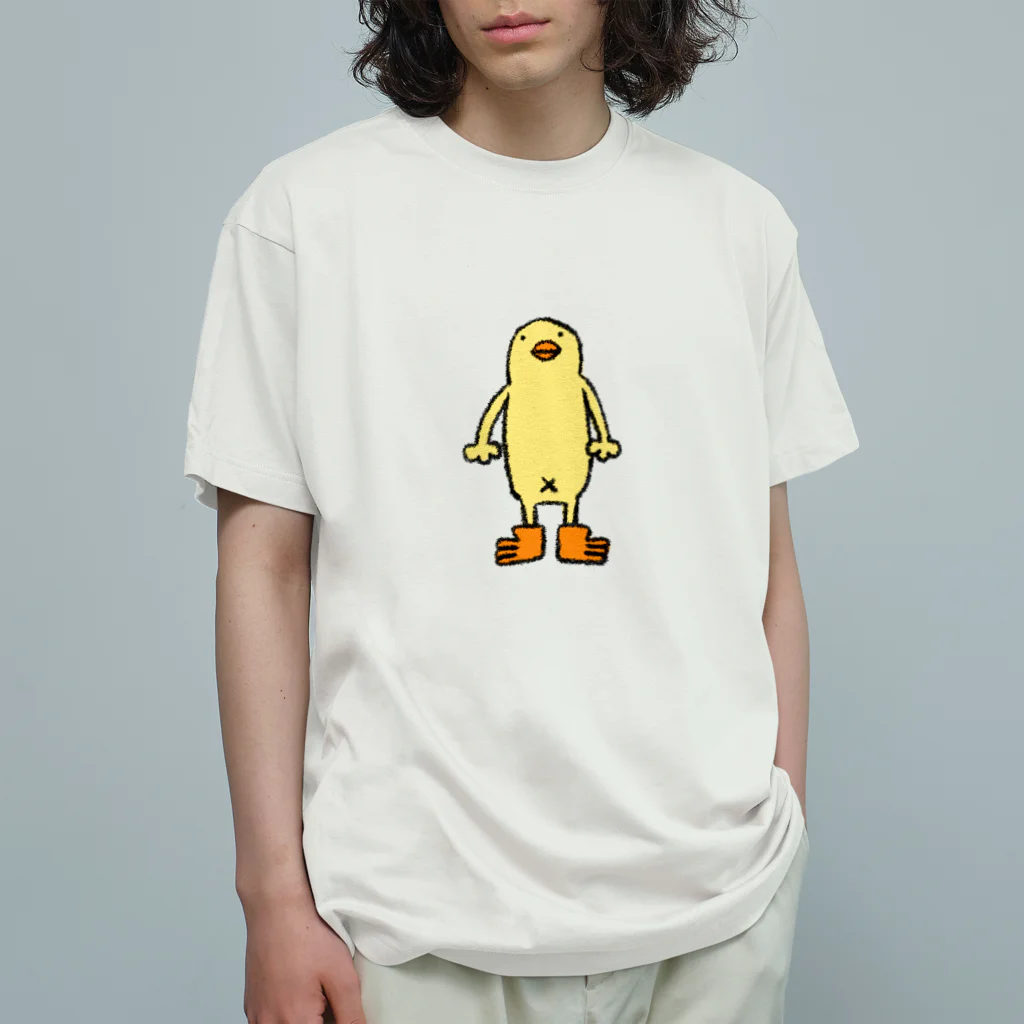 ぴょろりんちょ🐤の細長いひよこ人間ぴよのTシャツ オーガニックコットンTシャツ