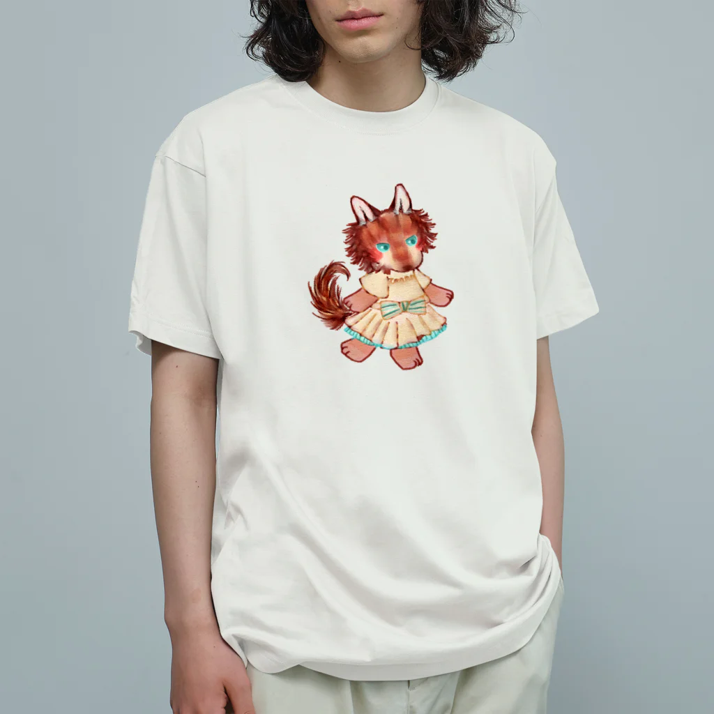 ノアオオカミのオオカミのウルフル オーガニックコットンTシャツ