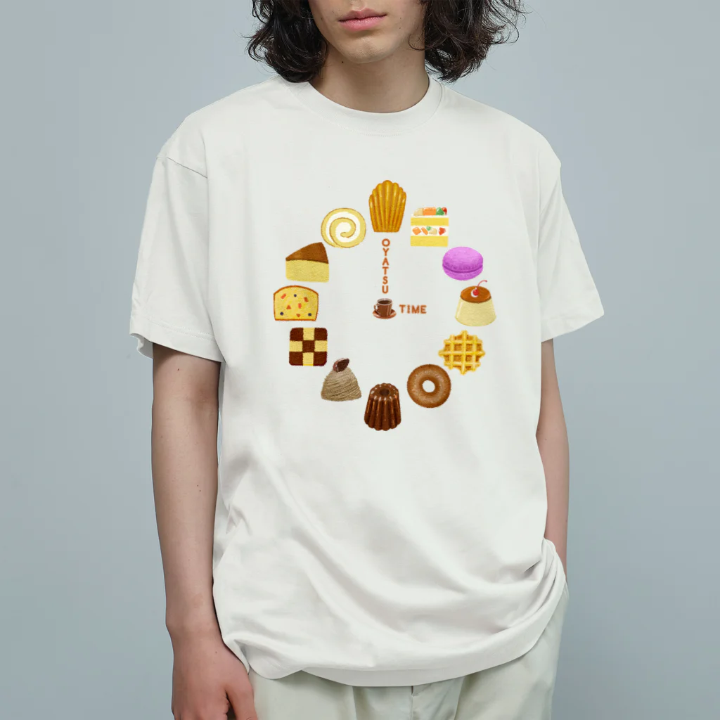 スロータイプ書店 Slowtype BooksのOYATSU TIME  洋菓子 時計 271 オーガニックコットンTシャツ