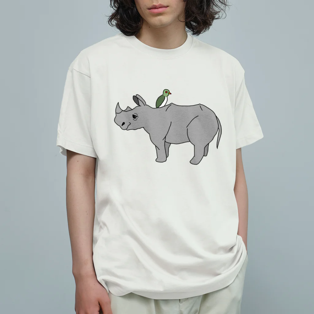 クマノ コリンのおうちのサイさん＆ウシツツキさん オーガニックコットンTシャツ