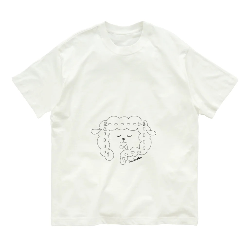 たっちからぁショップのなでなで羊白黒 Organic Cotton T-Shirt