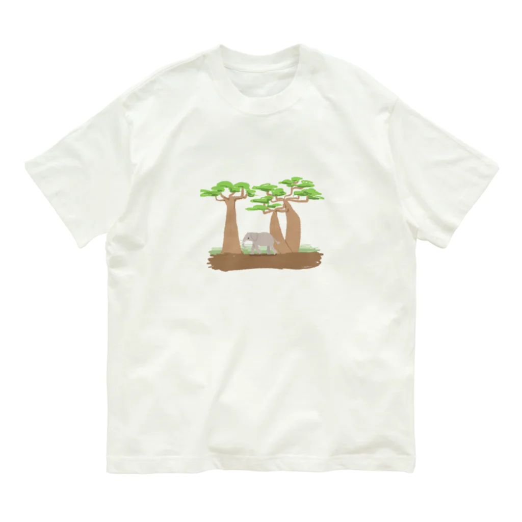 ぱをみせのバオバブとゾウ Organic Cotton T-Shirt