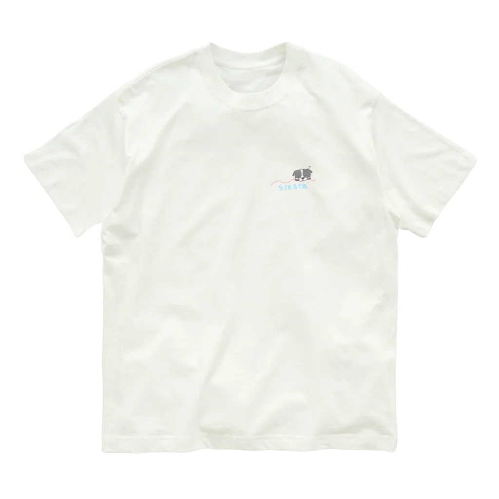 杏仁豆腐のボーダーコリーのシエスタTシャツ Organic Cotton T-Shirt