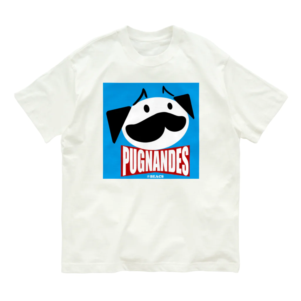 BEACSのPUGNANDES2022‗Blue オーガニックコットンTシャツ