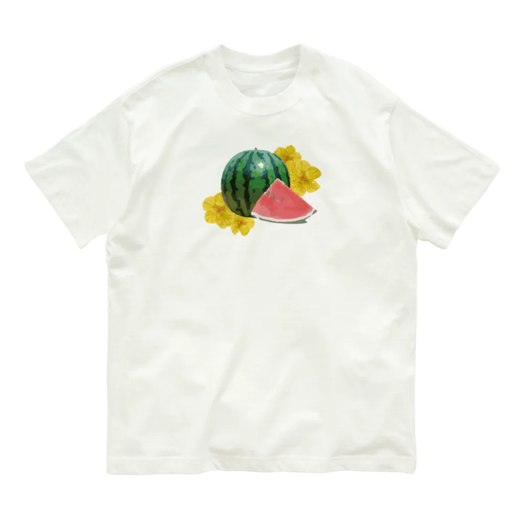 cheat omeletteのスイカの花 オーガニックコットンTシャツ