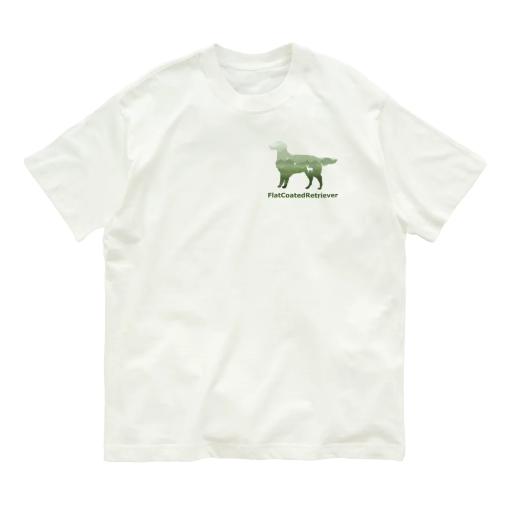 AtelierBoopの空と森と犬　フラットコーテッドレトリバー Organic Cotton T-Shirt