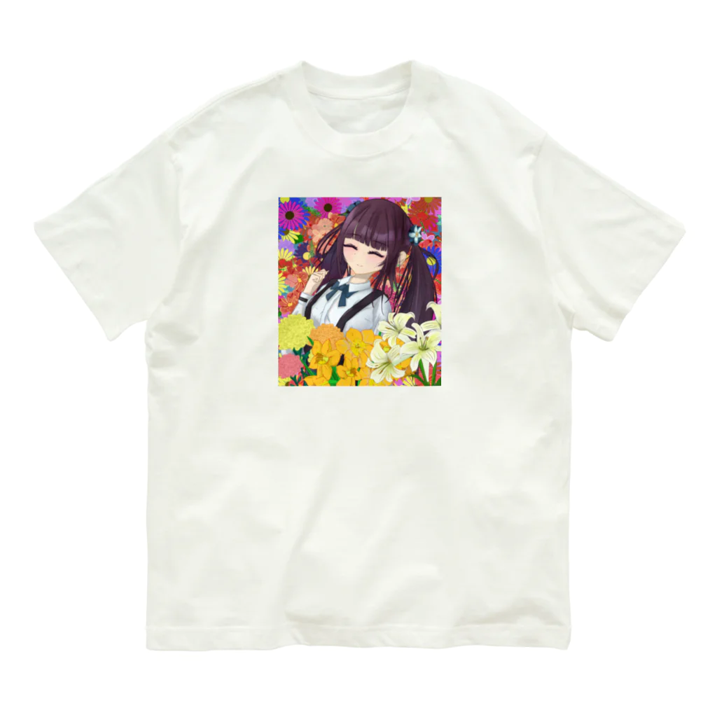 chicodeza by suzuriの花の女の子 オーガニックコットンTシャツ