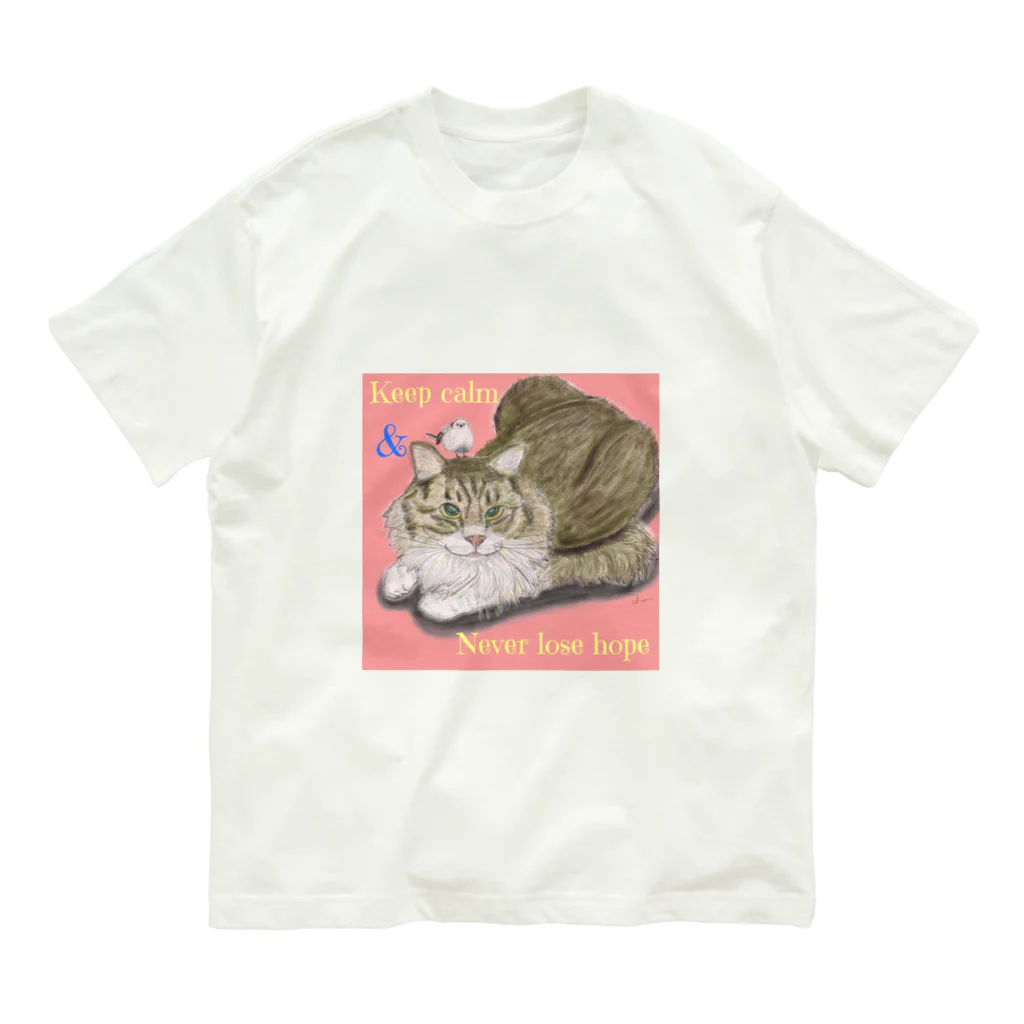 chunchunchunziの百獣の王と小鳥 オーガニックコットンTシャツ