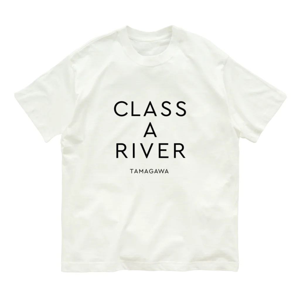 多摩川グッズストア SUZURI店のCLASS A RIVER［TAMAGAWA］ブラック オーガニックコットンTシャツ