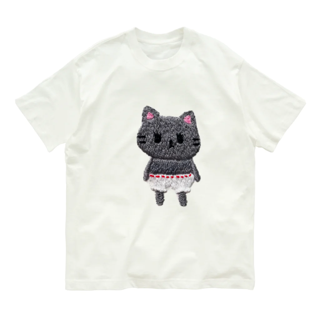 イマダのもふもふのかぼちゃパンツのにゃんこちゃん オーガニックコットンTシャツ