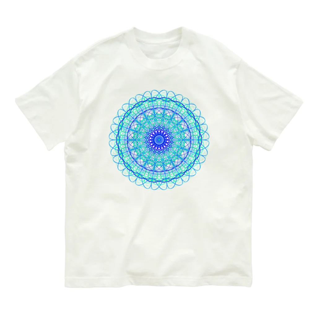 ひまわりのお花①アクアブルー Organic Cotton T-Shirt