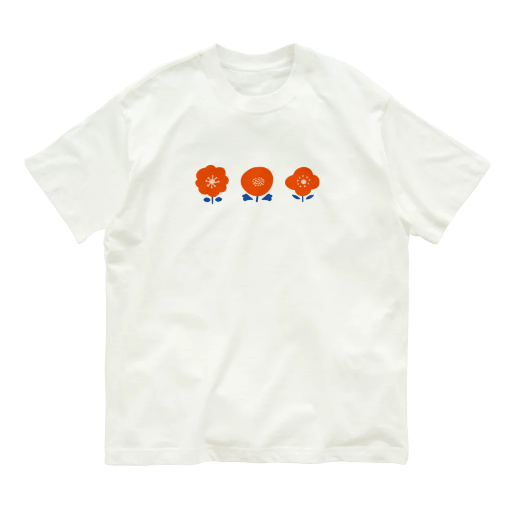 さちこの3つのお花( あか ) Organic Cotton T-Shirt