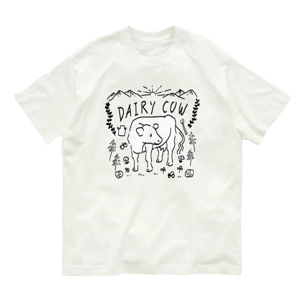 WoooメロストアのシンプルDAIRYCOW オーガニックコットンTシャツ