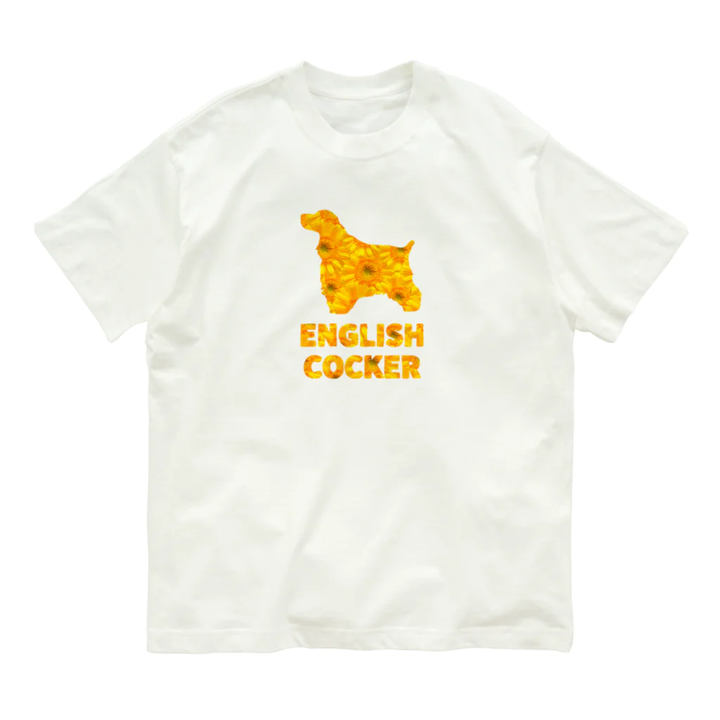 onehappinessのイングリッシュコッカースパニエル　ガーベラ オーガニックコットンTシャツ